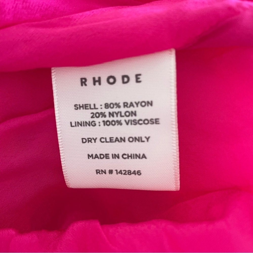 Rhode Pia Puff Sleeve Draped Dress pink velvet 22644 - Picture 12 of 14